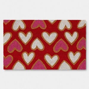 Room Essentials Valentines Day  Red Hearts Doormat NWT